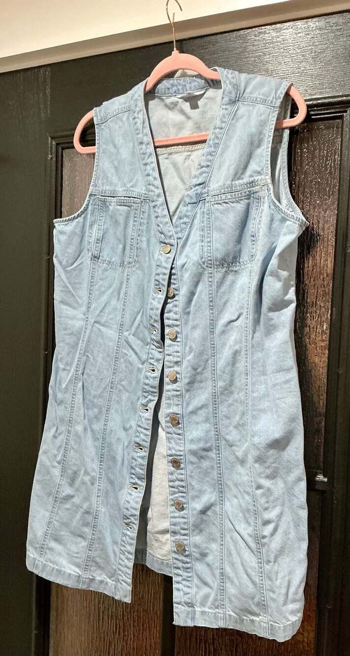 Time And Tru Denim Button Front Mini Dress XXL 20 Light Wash Sleeveless